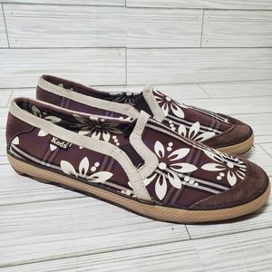 Keds Double Decker Brown Hawiian Print Womans Shoes 10